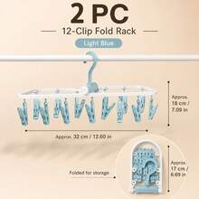 12-Clip Foldable Drying Rack, Suitable For Drying Baby Socks And Towels, Applicable For Nursery, Can Be Used For Storing Baby Supplies - Multicolor - View 14