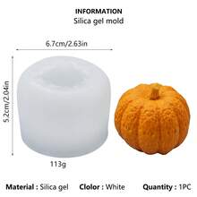 5pcs Halloween Pumpkin Shaped Silicone Candle Molds, Halloween Decoration Plaster Silicone Molds - White - View 11