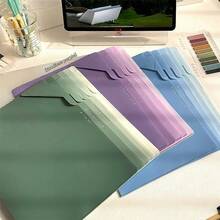 5PCS Gradient L-Shaped File Folders, Large Capacity Paper Storage, Suitable For Office, School Scenarios, Can Be Used For Halloween, Christmas Material Organization, Back To School Season Organizing Various Paper Documents - Multicolor - View 2