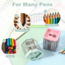 Cartoon Pencil Sharpener, Simple Dual-Hole Pencil Sharpener, Small Portable Pencil Sharpener, Learning Supplies - Multicolor - View 2