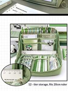 2026 New 12-Layer Partition Panda Theme Pencil Case, Extra Large Capacity Stationery Storage Bag, Ins Minimalist Highly Attractive Flap Transparent Visible Stationery Box, Complete Set Of Chinese Style Stationery Gift Set, Suitable For Teenagers Students Daily Learning And Office Use, Perfect For Self-Use Or Gifting - 12-layer Pencil Case - View 9