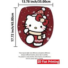 Sanrio Christmas Hello Kitty Red Snowflake Pattern Shower Curtain Set 4 Pieces (Includes 2 Bathroom Mats + 1 Toilet Lid Cover + 1 Shower Curtain), Elegant Floral Design, Suitable For Bathroom Decor And Privacy Protection - Shower Curtain Set - View 10