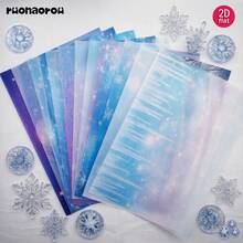 Ruonaorou 12pcs/Set Vintage Winter Snowflake Aurora Translucent Vellum Paper Junk Journal Material, Premium Aurora Snowflake Vellum Paper For Planner, Diary, Envelope, Greeting Card Decoration DIY Junk Journal (2D Flat A5) - A - View 11