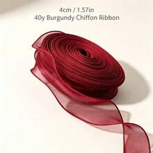 100yd/50yd/40yd/10yd Burgundy Red Tulle Ribbon, 4cm Wide Berry Red Fish Tail Tulle Ribbon, Floral Arrangement Packaging Bow, Gift Wrapping, Wedding Holiday Party Decoration, Semi-Transparent Gauze Wavy Edge Satin Ribbon, Lightweight And Airy Texture, Suitable For Handmade DIY Hair Accessories, Wedding Party Decor, Atmospheric Decoration Material, Flexible And Easy To Shape, Multi-Scenario Practical Decorative Ribbon - Claret - View 15