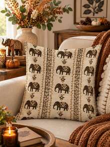 Bohemian Vintage Elephant Geometric Table Runner, Dining Tablecloth, Exotic Farmhouse Aesthetic Party Home Decor - Multicolor - View 7