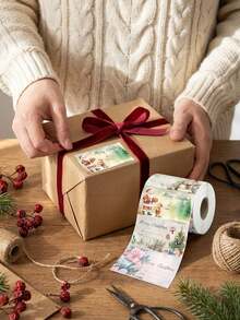 180pcs/1 Roll Label Hadiah Selamat Natal, Stiker Nama Natal Motif Santa Claus, Label Hadiah Pesta Natal, Stiker Label Kemasan Kotak Hadiah Natal, Label Nama Kemasan Natal, Label Hadiah Natal, Digunakan untuk Pembungkus Hadiah, Kemasan Liburan, Label Liburan, Permukaan Halus, Stiker yang Dapat Digunakan Kembali, Label Hadiah, Hadiah Rumah Tangga - A - View 3