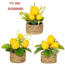 Woven Basket Artificial Lemon Fruit Potted Plant, Fake Lemon Greenery Decor, Rustic Style Desktop Ornament, Suitable For Home Kitchen Shelf Decoration Christmas Gift - Birthday Gift - Holiday Gift - Small Gift - Perfect Little Gift (One Size - Random Style & Color) - Multiple Styles - View 8