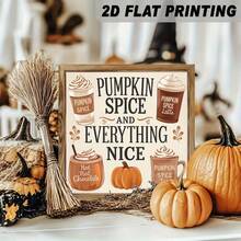 2D Flat, 1pc 2D Flat, Wooden Frame Sign, "Hello, Autumn" Text, With Pumpkin, Autumn Leaves, Berries, Wheat Patterns, Rustic Style Decor, Wall Art, Farmhouse Style, Autumn Home Decor, Decorative Sign And Plaque, Size 5.91 X 5.91 Inches - Multicolor - View 6