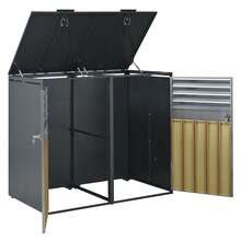 Deck Box Made Of Metal With Storage Foldable With Doors Grey - Grey - View 8