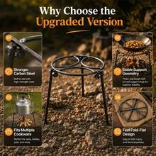 1pc Portable Camping Tripod, Cast Iron Material, Adjustable Legs - Sturdy Metal Structure, Foldable Bracket And Dutch Oven Support, Suitable For Outdoor, Cooking, Outdoor Grill Rack, Camping Equipment, Applicable For BBQ, Heating, Bonfire Gathering And Yard, Backyard Or Garden Scenes - Regular - View 11
