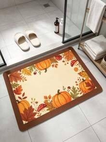 1PC Pumpkin Diatomite Absorbent Welcome Doormat, Christmas Halloween Decor Rug, Multi‑Purpose Mat For Stovetop, Coffee Station, Water Bar Counter, Indoor & Outdoor Front Door, Kitchen Home Decor Area Floor Mat - Multicolor - View 4
