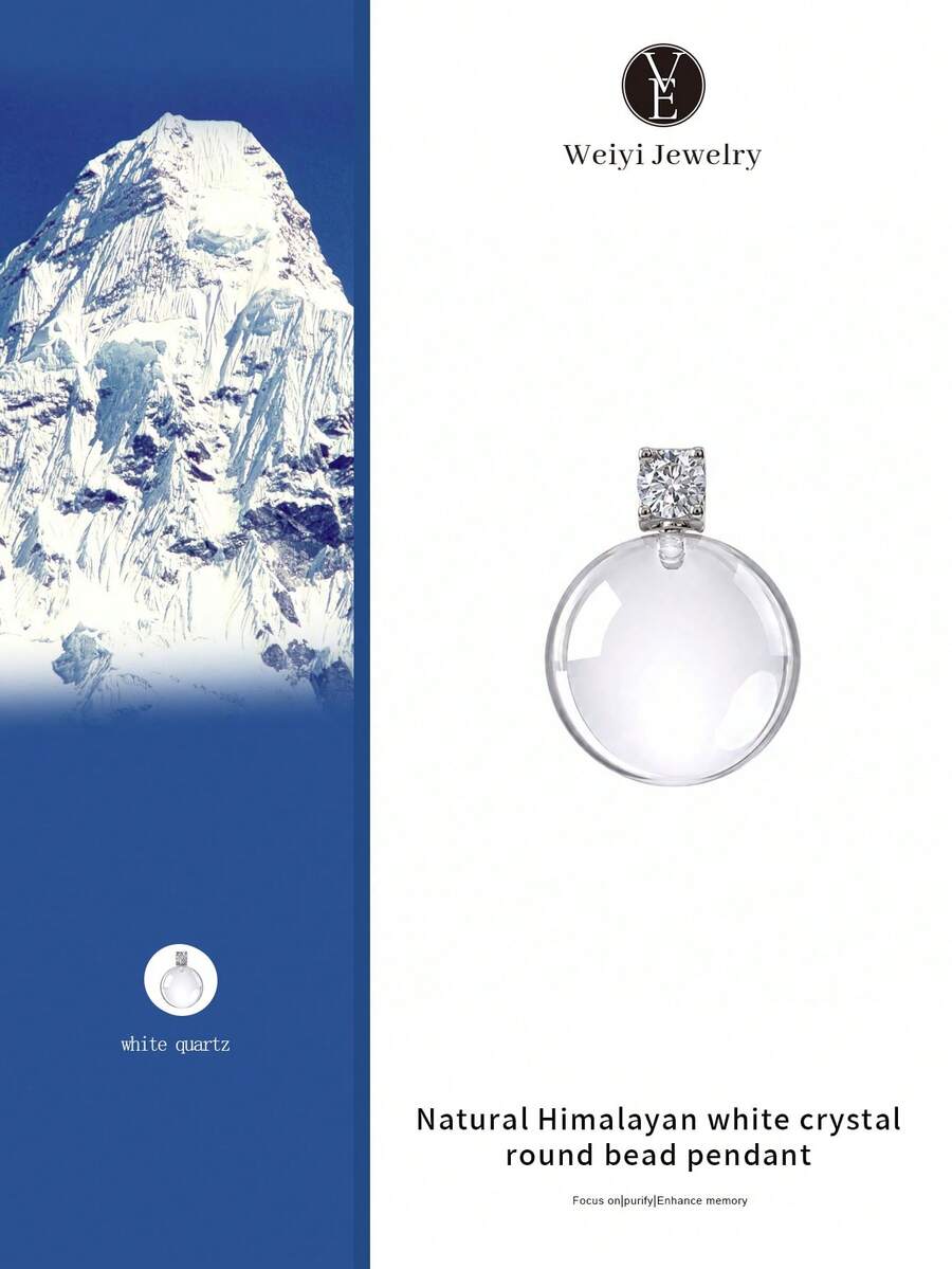 [VE]1pc High-Quality 7A Grade Fully Purified Himalayan Natural Tea White Crystal Pendant, Luxury Silver Clasp Inlaid. It Helps Focus Attention, Enhance Mental Clarity, Improve Memory And Intuition, Suitable For Knowledge Workers And Students, Natural Jewelry Color Random. (Chain Not Included) - Himalayan Clear Quartz - View 1