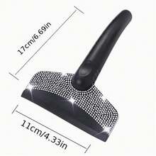 1pc Car Winter Snow Shovel With Rhinestone Decor, Stainless Steel Ice Scraper, Safety Emergency De-Icing Tool - A - View 7
