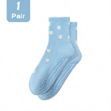 1/3/4/5/6 pares de calcetines de pilates con agarre de toalla para mujer, calcetines deportivos de yoga de media pantorrilla gruesos, cálidos, suaves y cómodos, calcetines de baile de piso antideslizantes con patrón de moda lindo, adecuados para gimnasio, estudio & ballet, regalo ideal de Navidad - Multicolor - Ver 19