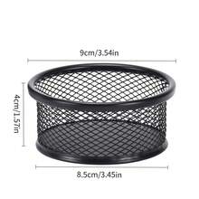 Round Black Desktop Storage Box Metal Paper Clip Holder Small Cylinder Storage Tube Office Stationery Box Multi-Function Pen Holder Push Pin Box Desktop Stationery Storage Container Office Desk Accessories Organizer Suitable For Paper Clips, Push Pins And Small Items - Multicolor - View 9