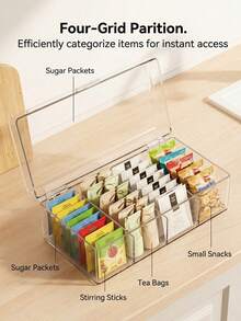 1pc Tea Bag Storage Box, Multi-Functional Desktop Organizer For Coffee And Tea Bags, Suitable For Dorm, Home And Office Use, Great Gift For Holidays Or Housewarming, Back To School Essential - Multicolor - View 2