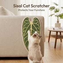 Plant-Based Sisal Cat Scratching Board, Wall-Mountable Leaf Design Home Decor Cat Scratching Board, Durable Scratch-Resistant No-Shed Sofa Cabinet Furniture Protector Pad, Cat Sleeping Mat - Velvet Alocasia - View 4
