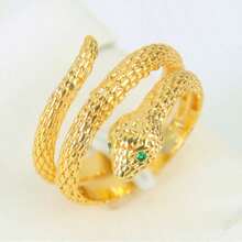 Enamel Zirconia Gold Color Serpent Rings 24k Gold Plated Fashion Irregular Adjustable Snake Ring Europe America Personality Jewelry - Snake Rings - View 31