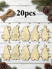 Wooden Christmas Painted Hanging Decor, DIY Blank Unfinished Wooden Gingerbread Man Silhouette Decoration, Suitable For Handmade Crafts Winter Hanging Ornament - Multicolor - View 10