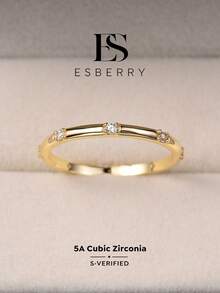 ESBERRY 1枚精美立方氧化锆戒指，925纯银镀金，精致首饰，日常佩戴，礼品 - 白色 - 查看 2