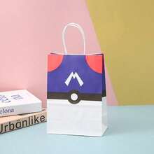 asmodee 12pcs Pokemon Theme Gift Bags, Paper Snack Bags With Handles, Children's Birthday Party Decoration Favor Bags - Style Random - View 2
