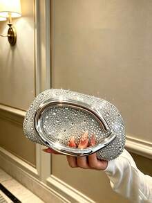 MIYIN Fashion Design Rhinestone Evening Clutch Bag, Elegant Exquisite Evening Wedding Party Bag, Crystal Diamond Sparkling Chain Bag, Perfect For Weddings, Family Gatherings, Banquets, Balls, Evening Cocktail Parties, Birthday Gifts, Valentine's Day Gifts, Christmas Gifts - Multicolor - View 3
