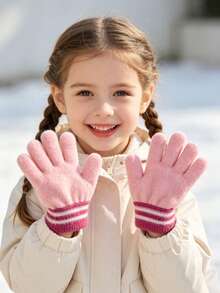 1 Pair Children's Heart Pattern Thick Fleece Lined Plush Gloves, Warm Accessory, Suitable For Baby Girls Daily Wear, School, Outdoor Skiing, Cycling - Multicolor - View 13