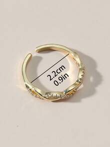 1pc Copper Vintage Fashion Braided Twisted Open Ring, Delicate Elegant Versatile Finger Ring Suitable For Girls Daily And Holiday Wear - Gold - View 9