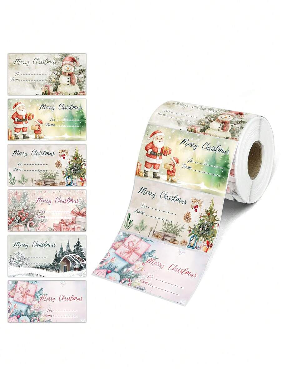 180pcs/1 Roll Label Hadiah Selamat Natal, Stiker Nama Natal Motif Santa Claus, Label Hadiah Pesta Natal, Stiker Label Kemasan Kotak Hadiah Natal, Label Nama Kemasan Natal, Label Hadiah Natal, Digunakan untuk Pembungkus Hadiah, Kemasan Liburan, Label Liburan, Permukaan Halus, Stiker yang Dapat Digunakan Kembali, Label Hadiah, Hadiah Rumah Tangga - A - View 1