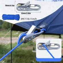 2pcs Rope Set With Roller Tensioner, Adjustable Rope Pulley System Set With Lock, Metal Hook Nylon Rope, Suitable For Camping Tents, Awnings, Clotheslines And Outdoor Equipment - A - View 5