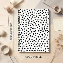 Casual Hand-Drawn Spotted Dog Pattern Spiral Bound Notebook - Asymmetrical Black Polka Dot Design, 100 Pages Writing Book, A5 Korean Style Diary Planner - Lined Book - View 2