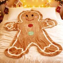 Christmas Plush Blanket Gingerbread Man Design Flannel Throw, Soft And Comfortable, Suitable For Christmas Holiday Home Chair Sofa Bed - Multicolor - View 9