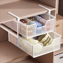 Pull-Out Hanging Underwear & Panties Storage Box, No Installation Smooth Sliding Wardrobe Iron Wire Basket, Pajamas Socks & Intimate Apparel Iron Wire Storage Bin, Multi-Layer Space-Saving Design, Breathable Iron Mesh Underwear & Socks Organizer Rack, Enhance Home Decor, Suitable For Office Desk, Wardrobe, Kitchen, Dormitory Storage, Applicable For Autumn Promotion, Halloween And Christmas Events - Multicolor - View 11