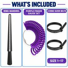 KLONKEE Set Pengukur Ukuran Cincin 4 Buah - Ukuran Cincin 0-13 - Pengukur Ukuran Cincin US/UK - Pita Pengukur Ukuran Cincin 1-17 - Cocok untuk Pembuatan Perhiasan DIY - Kit pengukur cincin empat bagian - View 3