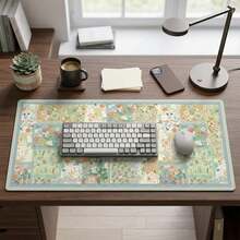 Cottagecore Floral Patchwork Desk Mat: Large Extended Keyboard Pad – Pink Green Workspace - Mouse Pad - View 5
