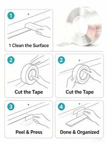 1 Roll Multi-Purpose Double-Sided Tape, Everyday Transparent Applicable Strong Stretchable Sealing Strip Rubber Sealing Strip, Easy To Use, Suitable For Home Bathroom Decor, Fall Decor, And Back To School Season. - Transparent - View 4