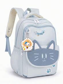 Cute Cat Ear Student Backpack, Large Capacity Lightweight Burden-Reducing School Bag For Kids, Middle School And High School Students, Casual Travel And Short Trip Bag, Multi-Compartment Waterproof Storage Backpack, Multiple Colors Available For Girls, College Style - A - View 12