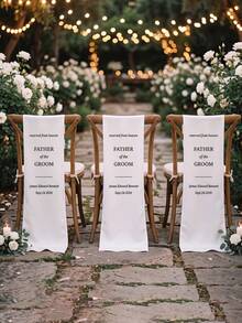 1pc Custom Text Reserved From Heaven Wedding Chair Sash, Personalized Memorial Reserved Seat Sash For Deceased Loved Ones, Wedding Chair Decoration - Multicolor - View 3