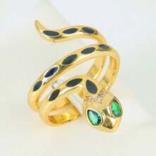 Enamel Zirconia Gold Color Serpent Rings 24k Gold Plated Fashion Irregular Adjustable Snake Ring Europe America Personality Jewelry - Snake Rings - View 23
