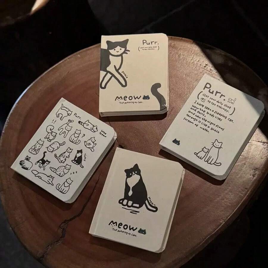 Cute Cartoon Cat Pocket Notebook, Blank Pages Mini Portable Memo Book, Convenient Student Planner Diary, Graduation Gift, Back To School Essential School Supplies - Cat Notebook - View 1