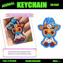 Animal Hospital Keychain, 2D Acrylic Keyring, Ratthew, Nurse Intern, Agent Cat, Purple Fox Nurse, Dr. Harlow, Security Cat, Deer Paramedic Bag/Car Key Chain Decoration, Suitable For Family, Friends, Fans - Partially Translucent - View 7