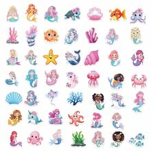 50 PCS Mermaid Sticker Set | Chic Paper Decals For Scrapbooking, Journals, Laptop, Skateboard, Helmet, Water Bottle, Car, Computer & More - Abstract People Stickers - View 3