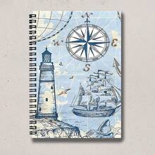 1pc A5 Nautical Compass Spiral Notebook, High-Quality Paper, Academic Rule Diary, With Marine Design, Perfect For Office, School, Or As A Gift For Friends, Sisters, Brothers, Teachers And Students, Notebook Suitable For School - Perfect Gift For Christmas, Thanksgiving, Classic Lined Spiral Notebook - Lined Book - View 6