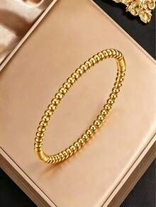 1pc/3pcs New European And American Stainless Steel Bracelet, Lightweight Luxury Versatile Gold Plated Non-Fading Bracelet, Factory Supply - Gold - View 3