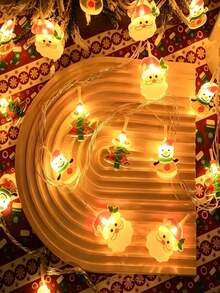 1pc New 10 LED/20 LED Christmas Decorative String Lights, Featuring Santa Claus And Snowman, Designed For Indoor Decoration To Create Festive Atmosphere During Christmas. Suitable For Outdoor Garden/Wedding Camping Decoration/Holiday Party/Christmas, Battery Operated Version [Battery Not Included] - Multicolor - View 5