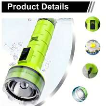 AGUILAMEX USB Rechargeable Diving Flashlight, Bright And Practical LED Torch For Underwater Use, Portable Emergency Work Light With Handheld Lanyard Design, Multifunctional Diving Light For Adventure, Hiking, Camping, IPX68 Waterproof - Fluorescent Yellow - View 7
