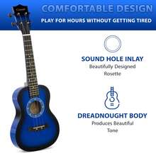 Crystals 23 Inch Concert Ukulele For Beginners With Felt Pick & Spare Strings – Blue - Blue - View 7