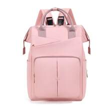 1pc Solid Color Decorative Nylon Diaper Bag With Bottle Pocket, Wide Shoulder Strap, Large Capacity, Back Luggage Strap, Suitable For Moms' Daily Baby Care - Multicolor - View 3