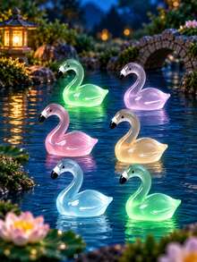 3PCS Colourful Resin Swan Garden Ornaments, Decorative Swan Figurines For Fairy Gardens Plant Pots Planters And Landscape Displays - Flamingo - View 3