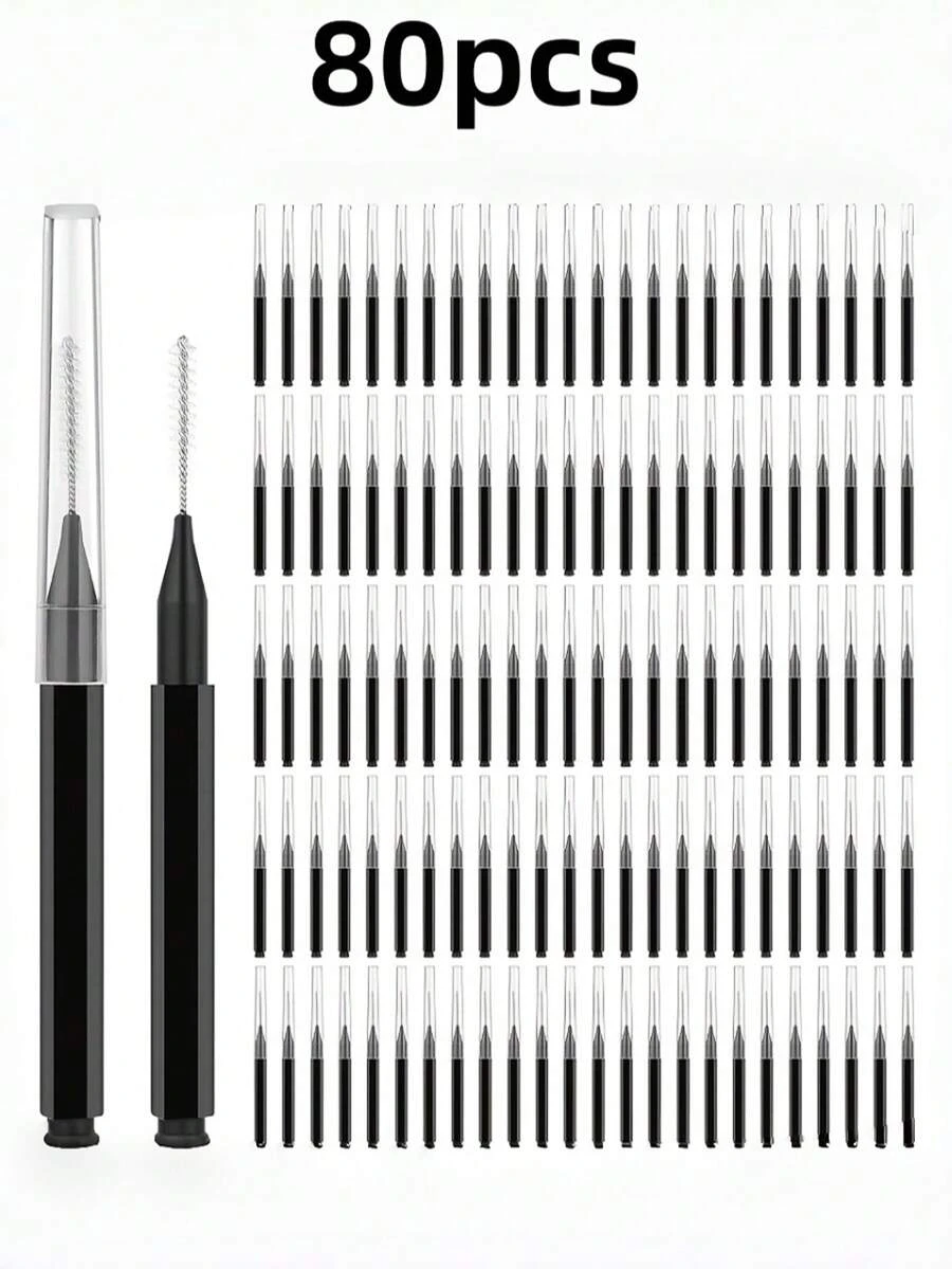 80/10 Piece Mini Eyebrow Brush With Lid - Eyebrow Coloring, Eyelash Filling, Eyebrow Lifting Brush - Professional Makeup Set, Suitable For Eyebrow Grafting, Gum Line Cleaning, Beauty Salon And Home Beauty Care - Multicolor - View 1